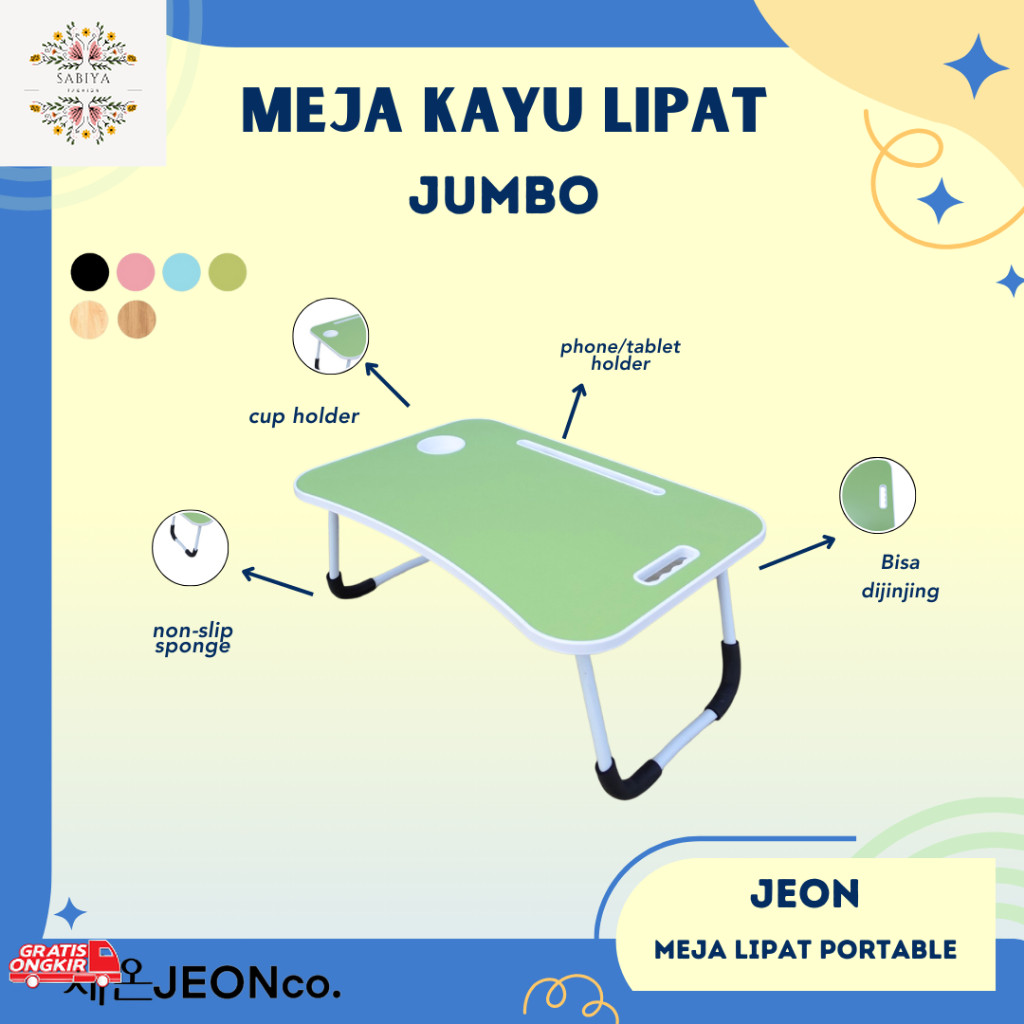 Belajar Anak / MEJA LIPAT KAYU Meja Belajar Meja Lipat JUMBO portable multi fungsi Serbaguna murah b