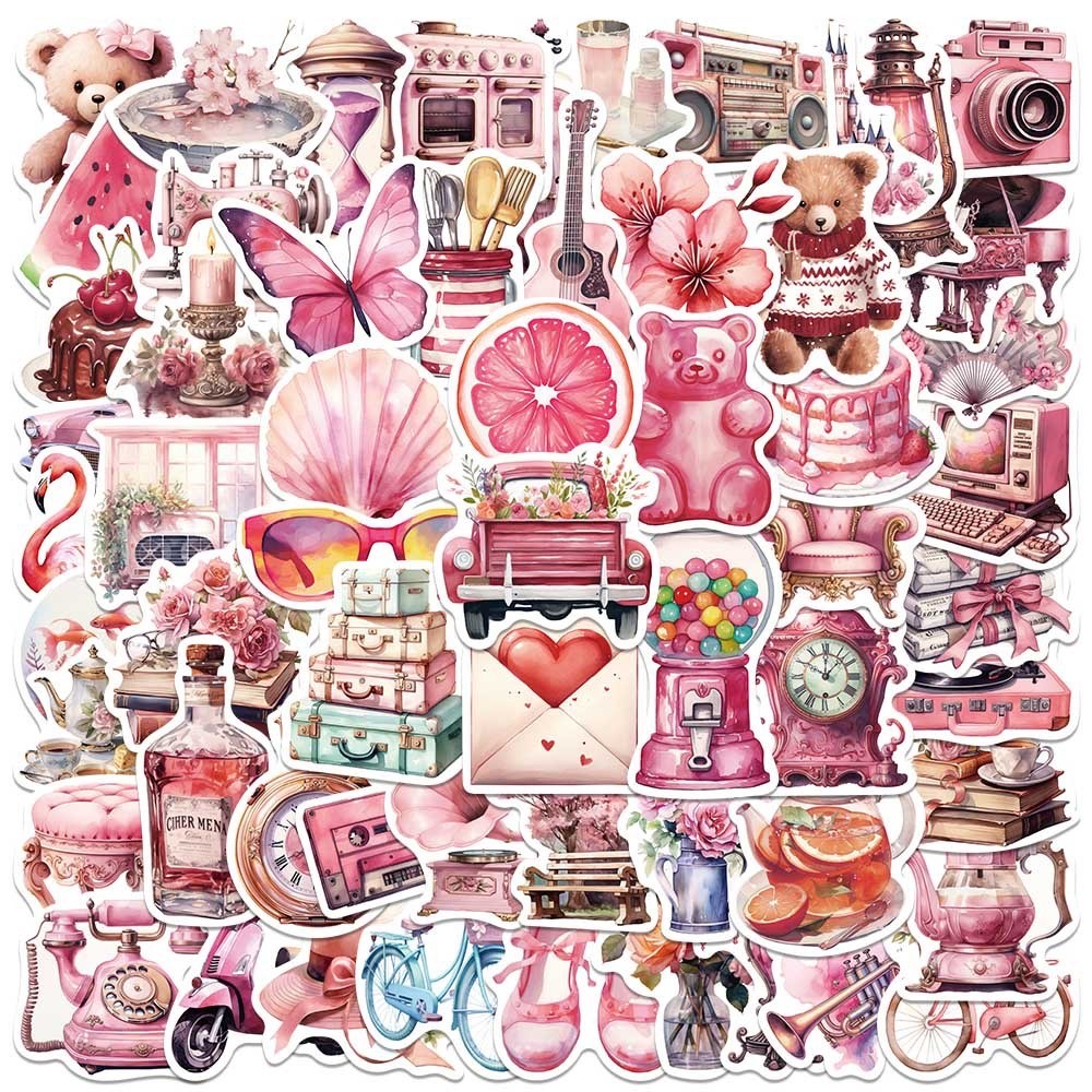 

10/50PCS Vintage Pink Girls Decoration Graffiti Stickers DIY Diary Suitcase Scrapbook Phone Laptop Luggage Kawaii Decal Sticker