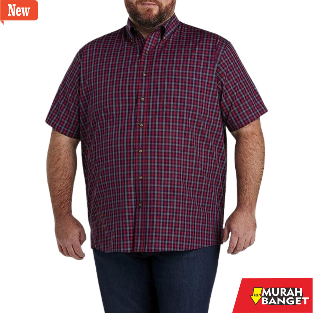 kemeja kotak kotak cowok Kemeja Pria Jumbo Lengan Pendek Kotak Kotak Premium 5XL 6XL