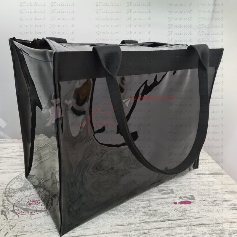 Tote Mika PVC Tas Tote Mika PVC Hitam Ukuran 38x20x30