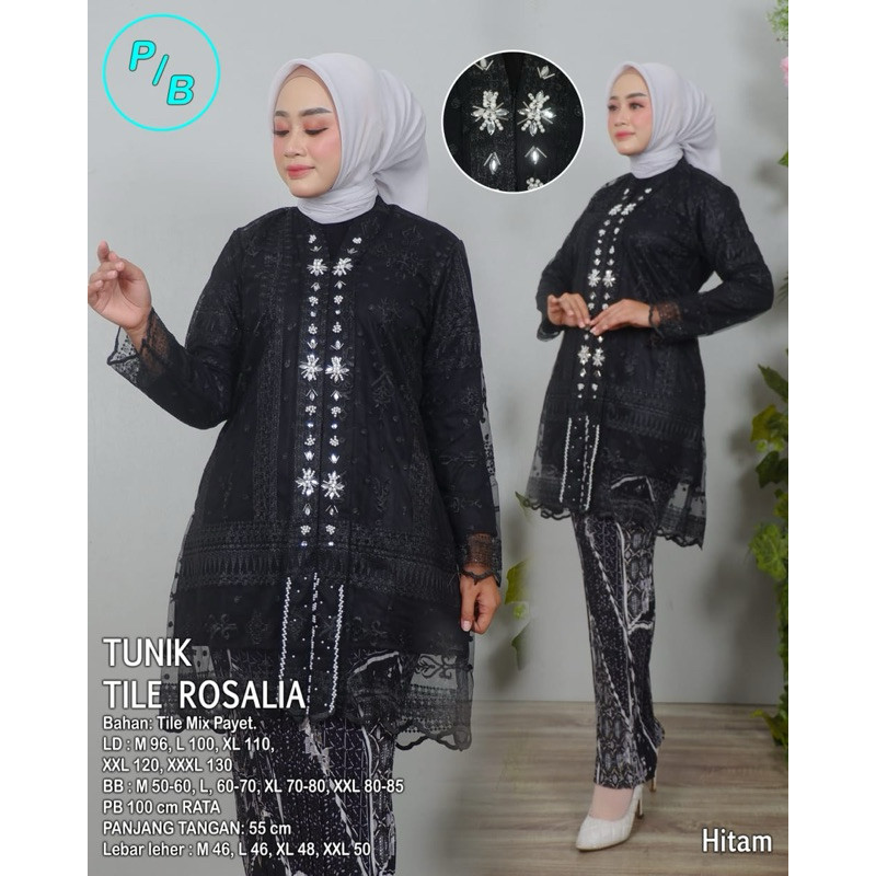 Saudah Kebaya - Set Kebaya Tunik Tile Payet Busui Friendly Baju Kondangan Wanita Kekinian
