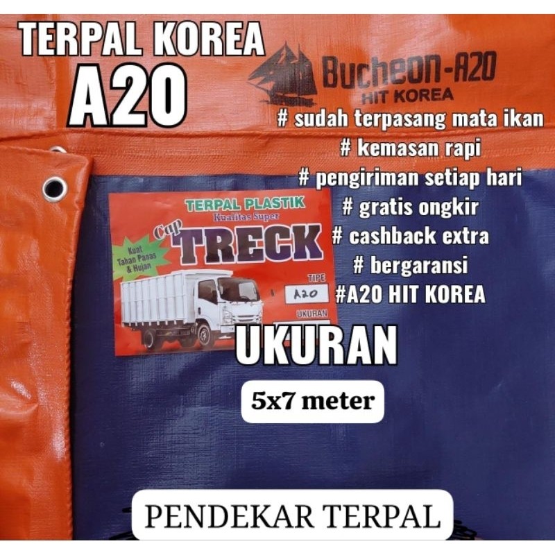pabrik terpal TERPAL KOREA A20 UKURAN 5X7 METER MEREK TRECK