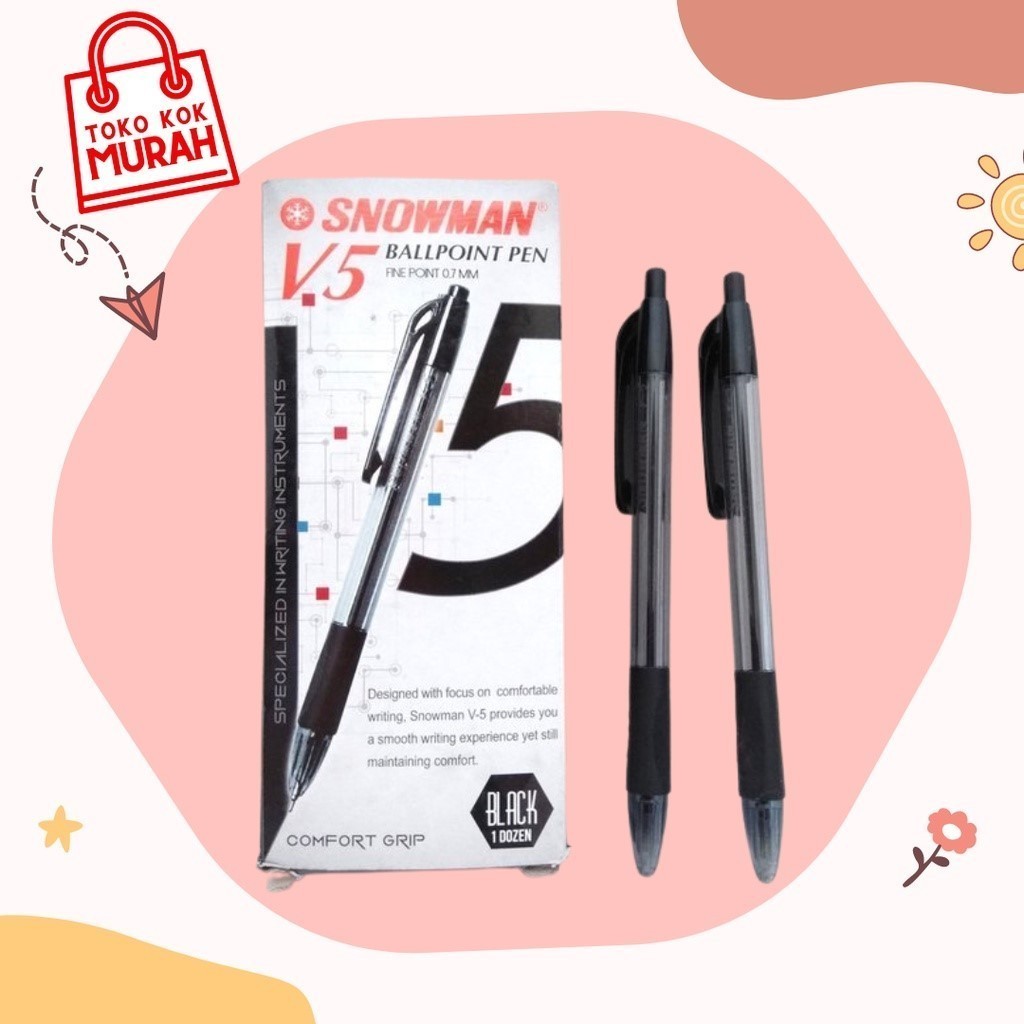 

BALLPOINT SNOWMAN V5 HITAM PER PAK