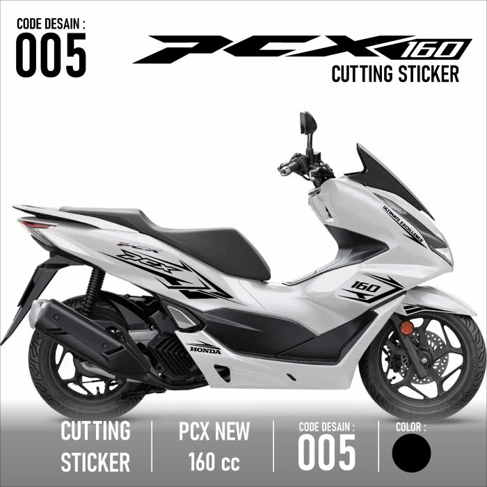 Cutting Sticker Striping Honda PCX 160-Aksesoris Motor Stiker GJR 05 - Hitam