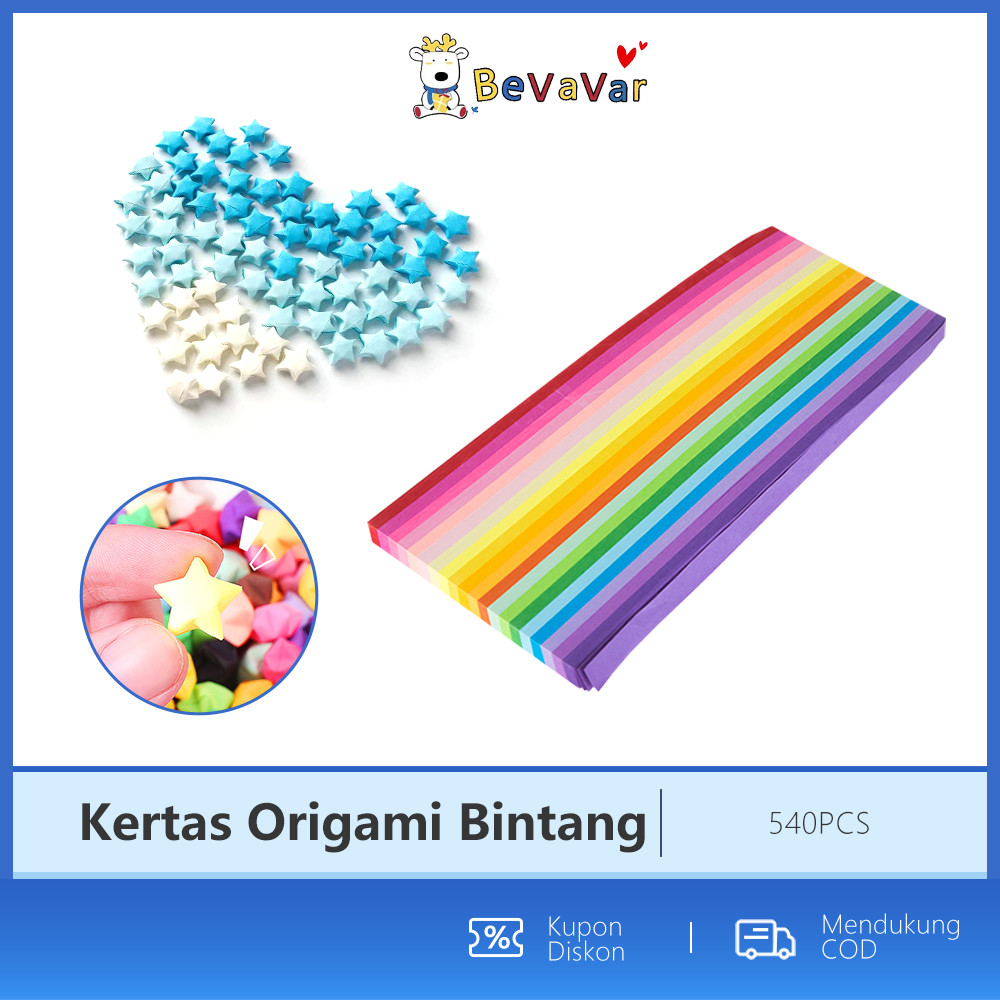 

BEVAVAR 540PCS Kertas Origami Bintang Pastel / Kertas Bintang Warna Warni