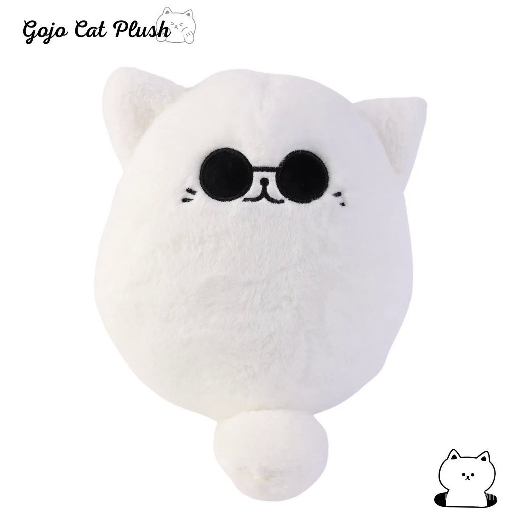 BONEKA GOJO Soft Gojo Cat Plush Pillow Hot Anime Sunglasses White Cat Plushies Toys Stuffed Animals 