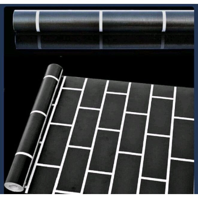 Wallpaper dinding bata hitam Walpaper stiker motif batu bata wallsticker dinding dapur meja lemari