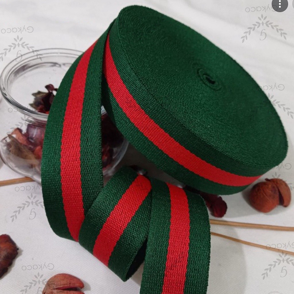 Aksesoris Tas Tali Bisban / Webbing Motif GC (GUCCI) 4 cm (HALUS - IMPORT) - Aksesoris Tas