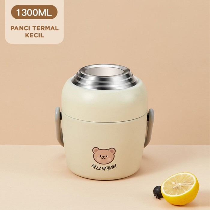 SPM HELIDFANDA Lunch Box Termos Sup Tahan Panas dengan Pegangan Thermos - S-1.3L-GRAY