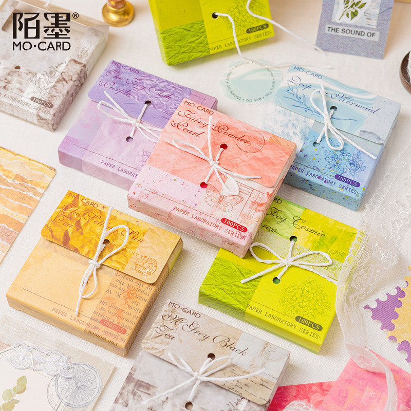 

100 Pcs Cute Colorful Light Paper Memo Pads Retro Collage Decorative Base Notes Kawaii Journal Scrapbooking Stationery Supplies