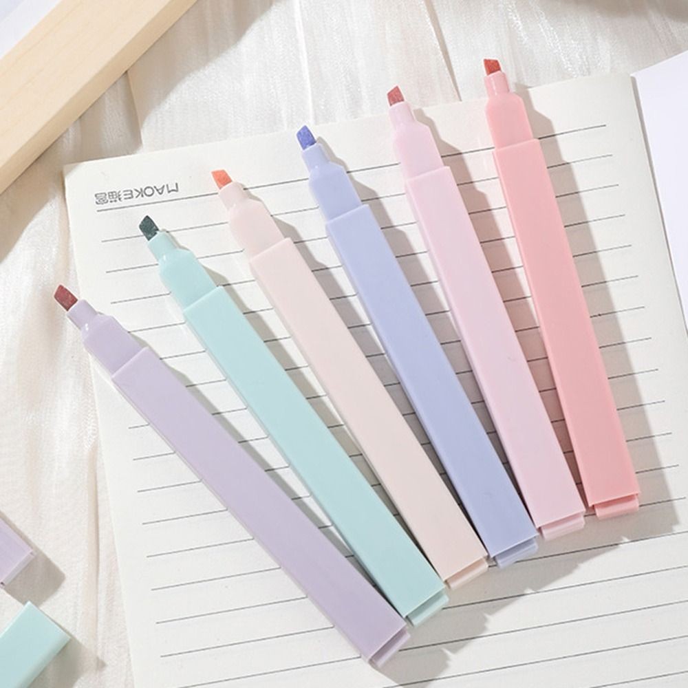 

6Pcs Pastel Highlighters Aesthetic Cute Marker Pen Fluorescent Pen With Soft Tip For Journal Bible School Office Supplies