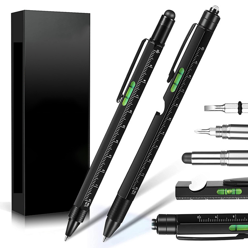 

2-in-1 Multi-Tool Pen Dad Christmas Gifts for Men-LED Tactical Pen Light, Stylus,Ruler,Level,Bottle Opener,Screwdriver,Ballpoint