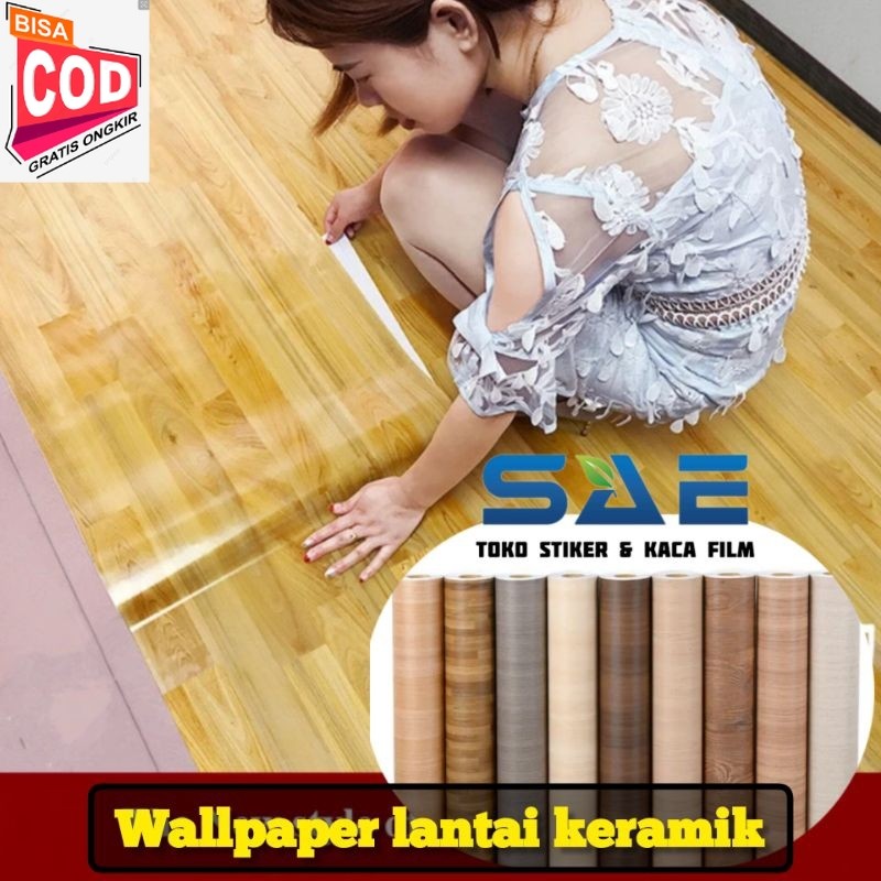 Wallpaper Sticker Lantai Keramik Dinding Dapur Meja Lemari Pintu Kayu Triplek Pvc Berperekat L-120Cm