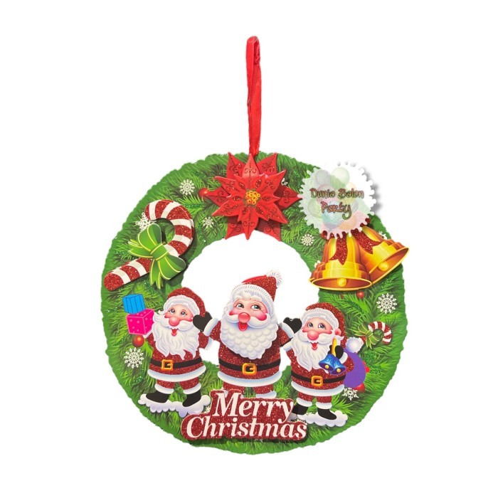

Krans Natal Ring Glitter / Dekorasi Hiasan Pintu Ring Natal 27cm - Tiga Santa