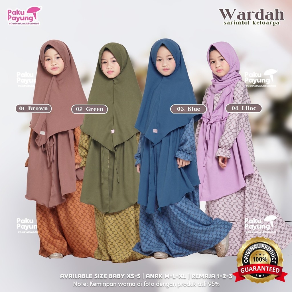 SabilaMall - Sarimbit Wardah Gamis Kids Set Dress Bermotif Gucci Bahan Halus Original by Paku Payung