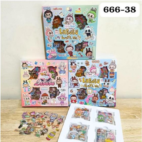 

(AJ) Sticker Nono Labubu Love Me Stiker Dekorasi Mainan Edukasi Anak Isi 100 Lembar