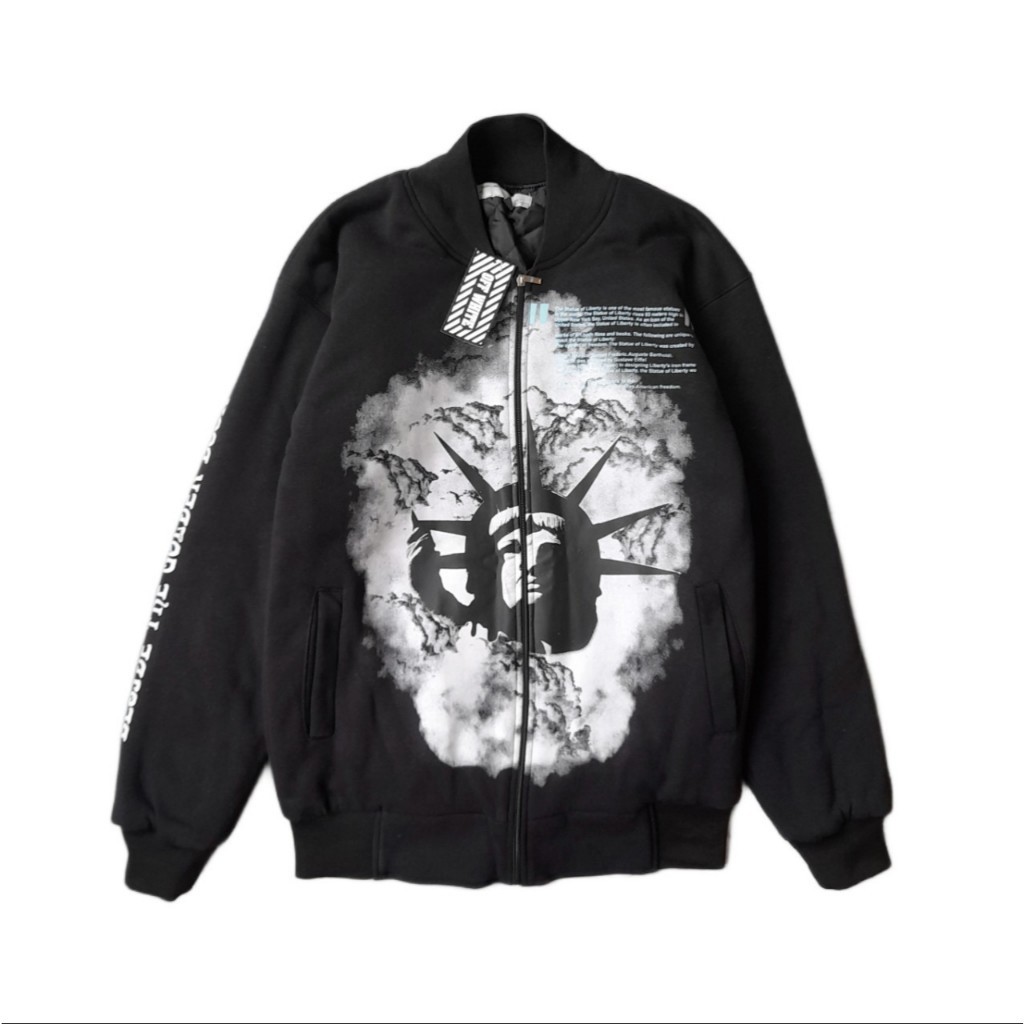 VARSITY JAKET BOMBER OFF WHITE LIBERTY HEAD BLACK