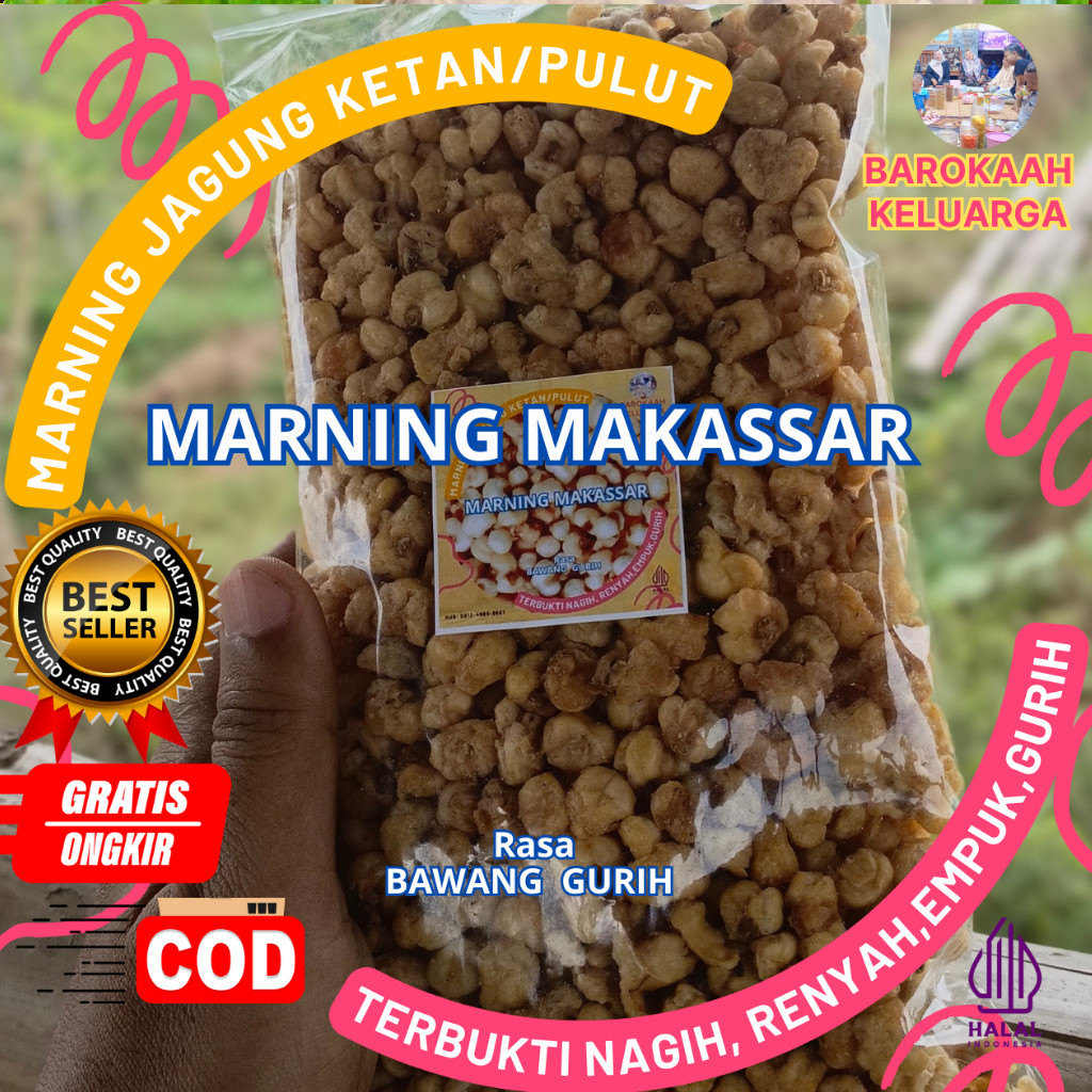 

MARNING PREMIUM MARNING Paling Sultan Premium super duper/snack premium cocok untuk anak muda Milenial VIRAL JAGUNG KETAN PULUT SEPEREMPAT KILOGRAM (250gr) GURIH ASIN TERBUKTI DAN NAGIH BANGET SPESIAL OLEH-OLEH KHAS SULAWESI