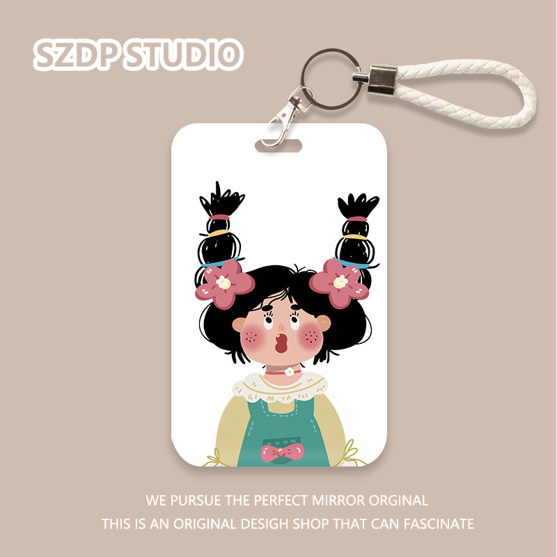 

ID CARD Pola gadis kartun sederhana Korea penutup pelindung gantungan kunci terintegrasi kawaii lucu penutup pelindung kartu bank penutup pelindung kartu bus kartu ID