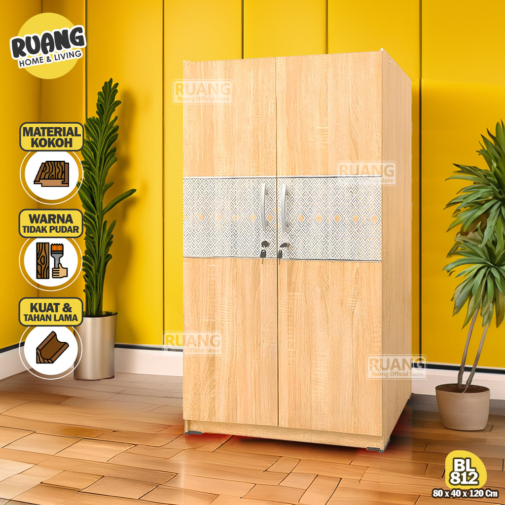 BL 812 - Rak Lemari Baby Locker Lemari Pakaian Serbaguba Gantung Dengan Pintu Lemari Kayu Murah