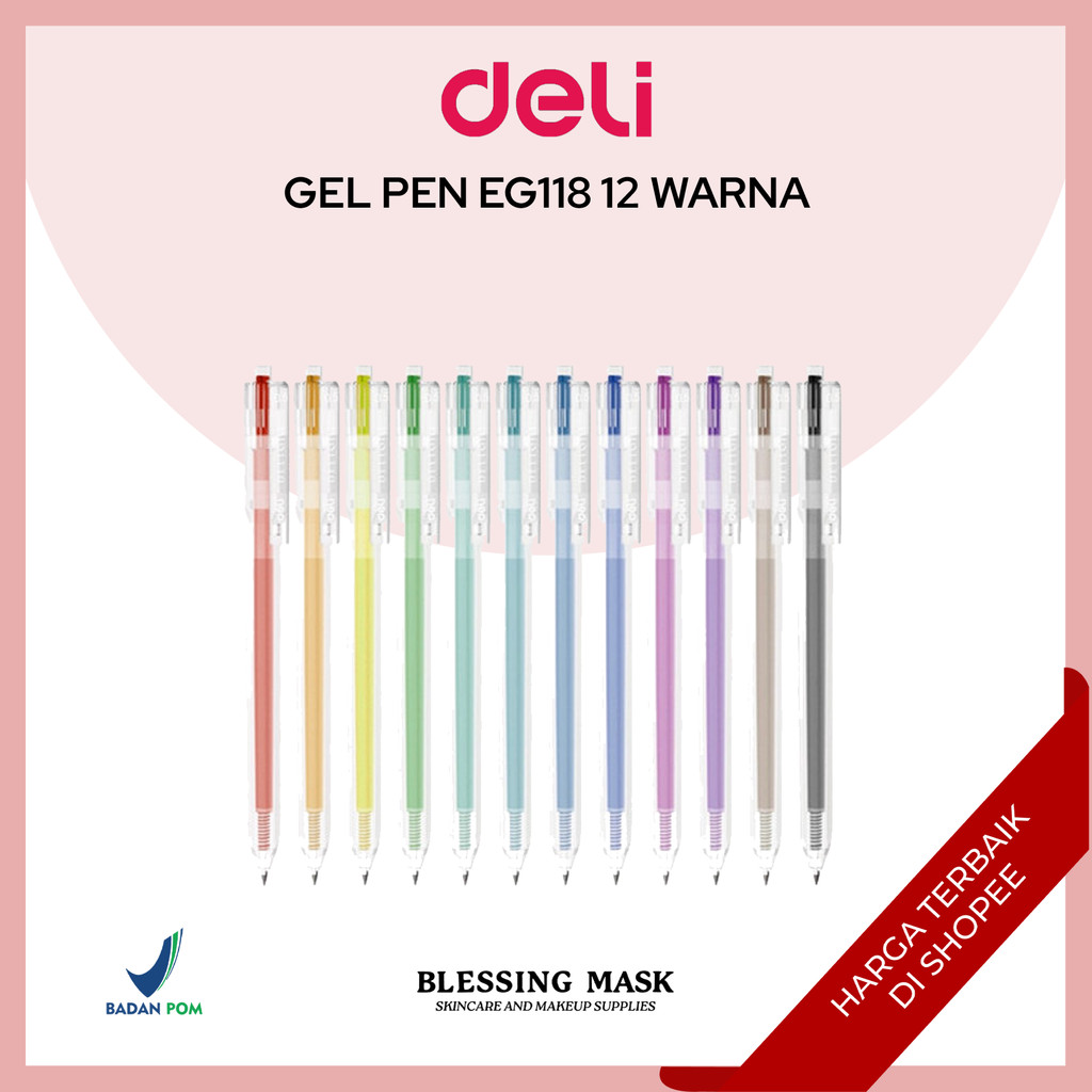 

DELI Gel Pen | Bolpoin | Pulpen Gel 0.5 mm Berbagai Macam Warna EG118 | ATK Blessingmask