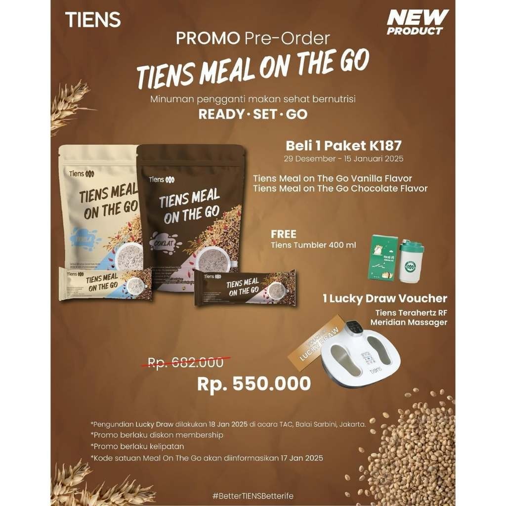 

Cahayadstore 1 Sachet Tiens Meal On The Go Minuman Sereal Bernutrisi Original Bpom Halal Mui,