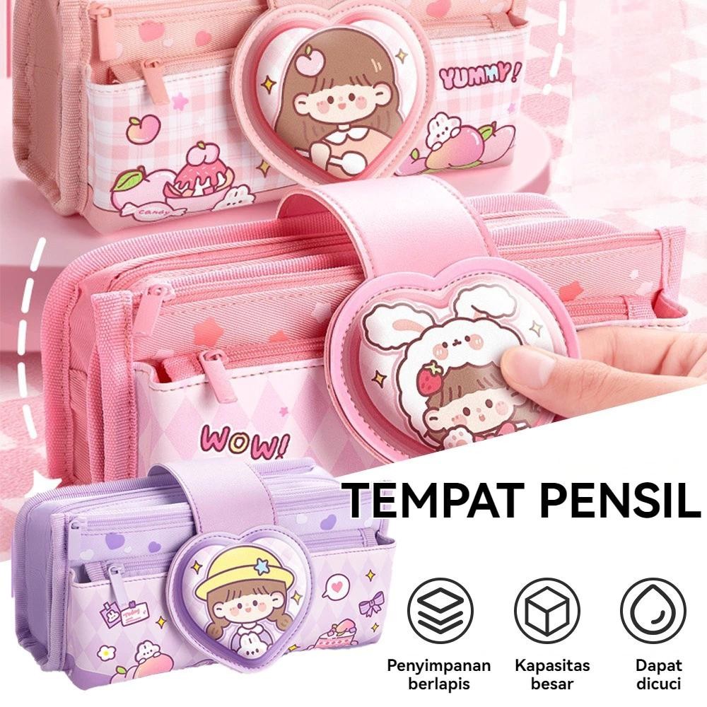 

Kotak Pensil Angoo Kawaii Purple Pencil Cases Large Capacity Pen Bag Pouch Holder Box for Girls Office Student Stationery Organizer