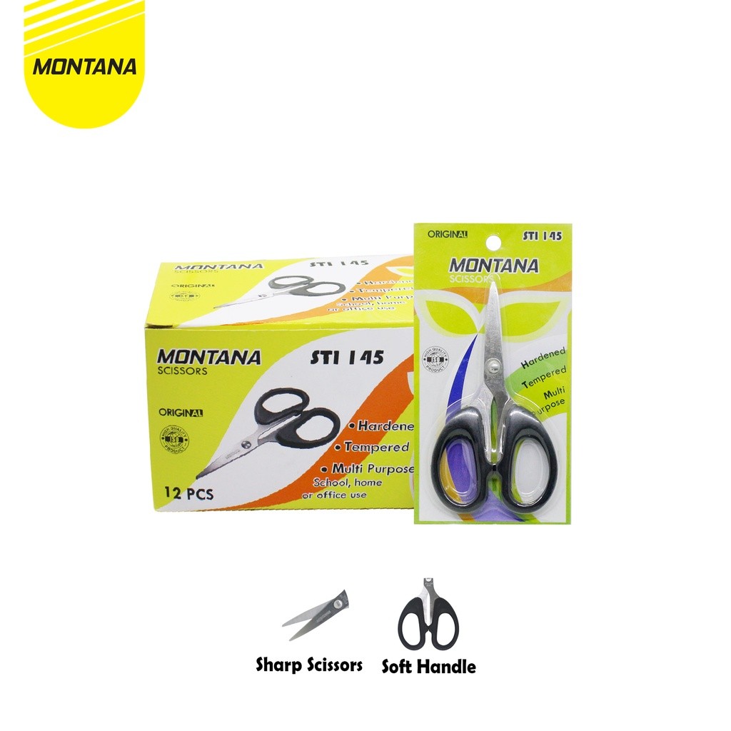 

MONTANA Scissors Gunting Stainless Steel 11.5 Cm Multipurpose Kuat Tajam Anti Karat STI-145/Lusin