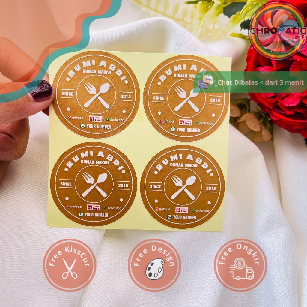 

chromatic 2-4 Ready Stiker Rumah Makan Sticker Bulat Warung Nasi Label Free Desain Custom Nama Murah