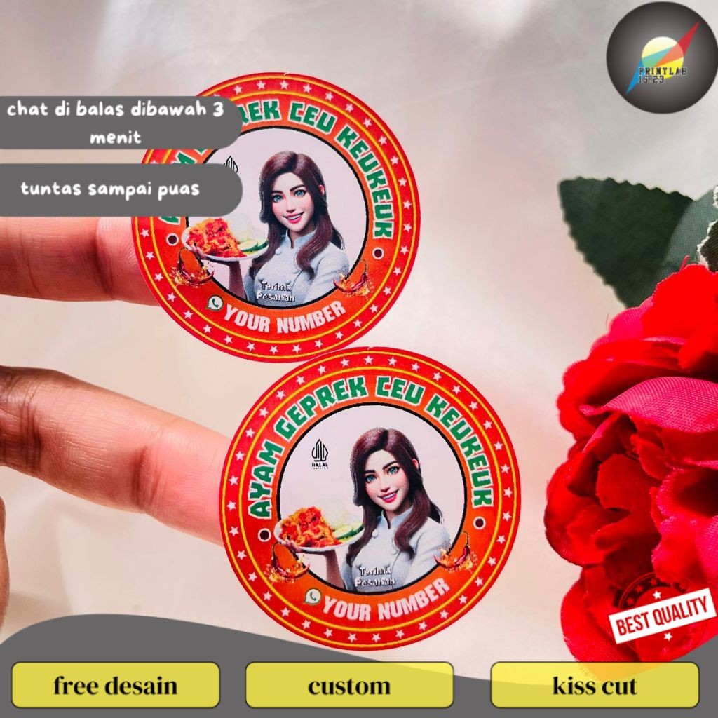 

PrintLab 5-8 Ready Stiker Label Makanan Berat Ayam Geprek Goreng Sticker Bulat Free Desain Custom