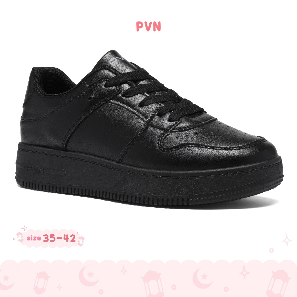PVN Rora Sepatu Sekolah Hitam Sneakers Wanita Sport Shoes Black 335 Terlaris