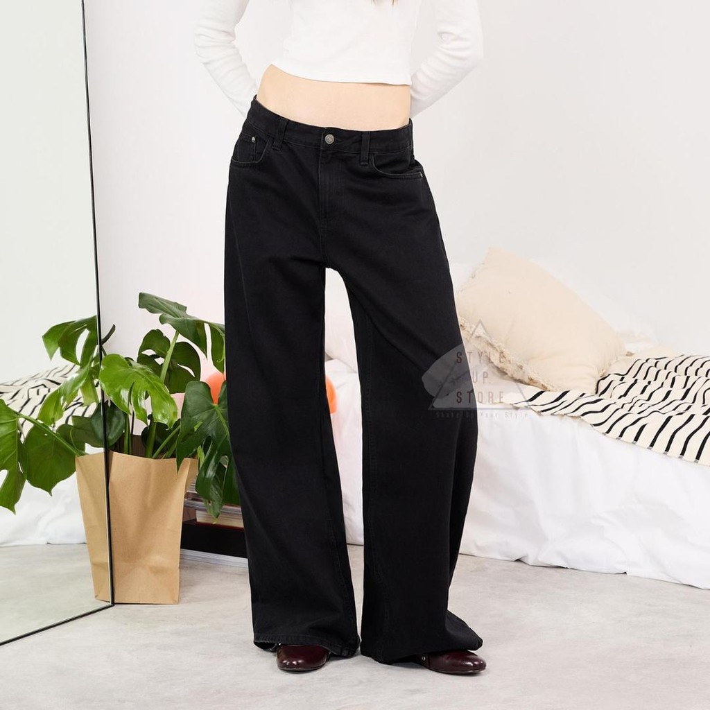 [ STYLEUPSTORE ] BERSHKA Wide Leg Denim Jeans - Celana Panjang Denim