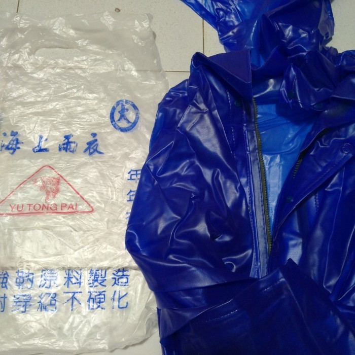 Terlaris -Jas hujan & Mantel Nelayan & Taiwan bahan karet pvc tidak mudah sobek - sleting+kancing