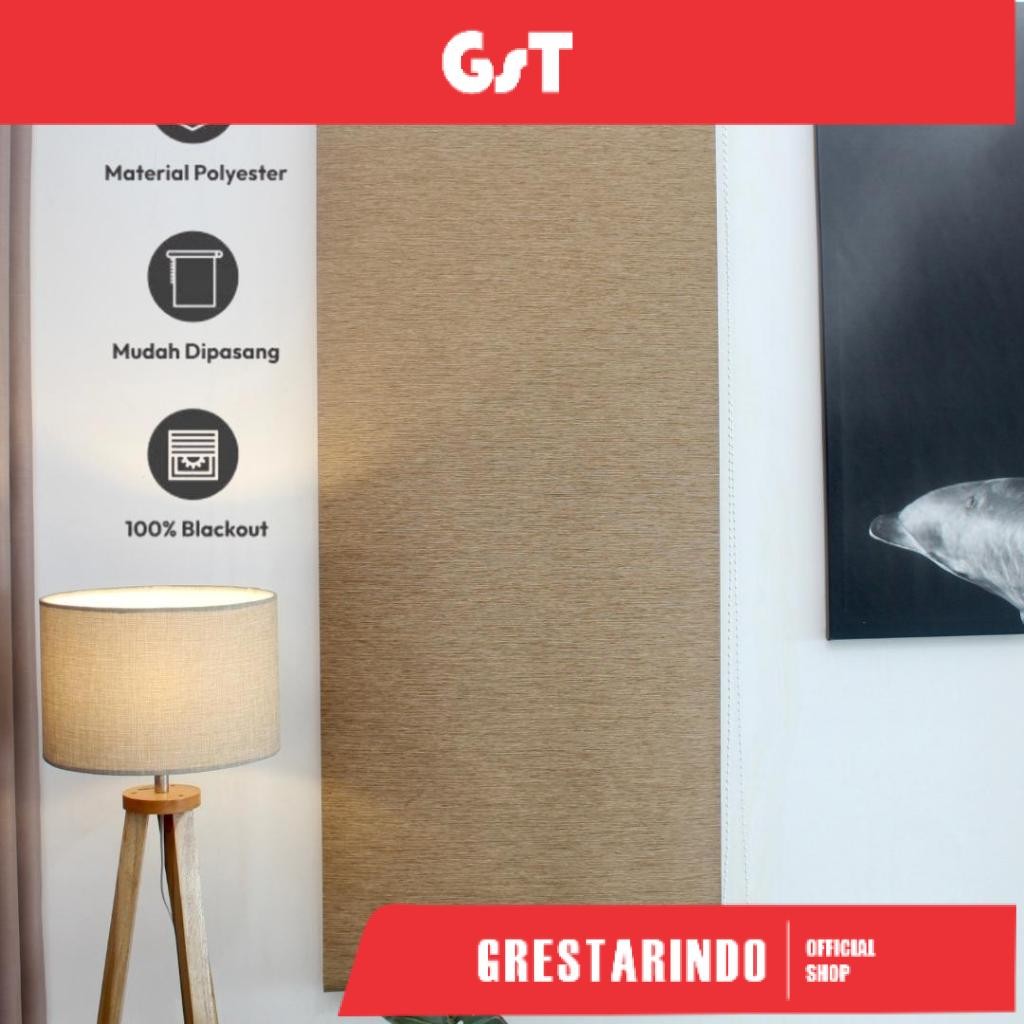 Tirai Gulung Jendela Minimalis Roller Blind Blackout  Lebar 50 55 60 65 70 x 180  – 6 warna Tirai ka