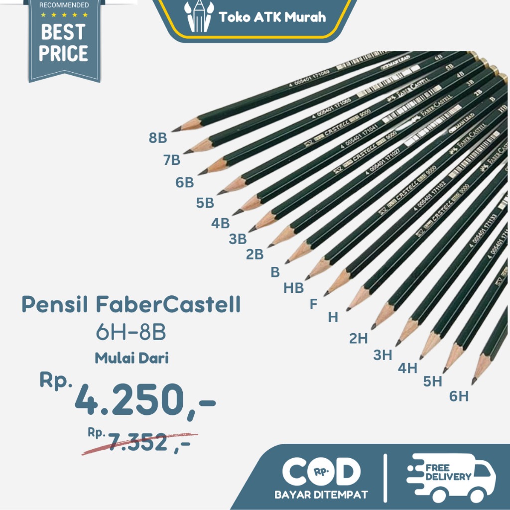 

1pcs Pensil Faber Castell 8B 7B 6B 5B 4B 3B 2B B HB F H 2H 3H 4H 5H 6H