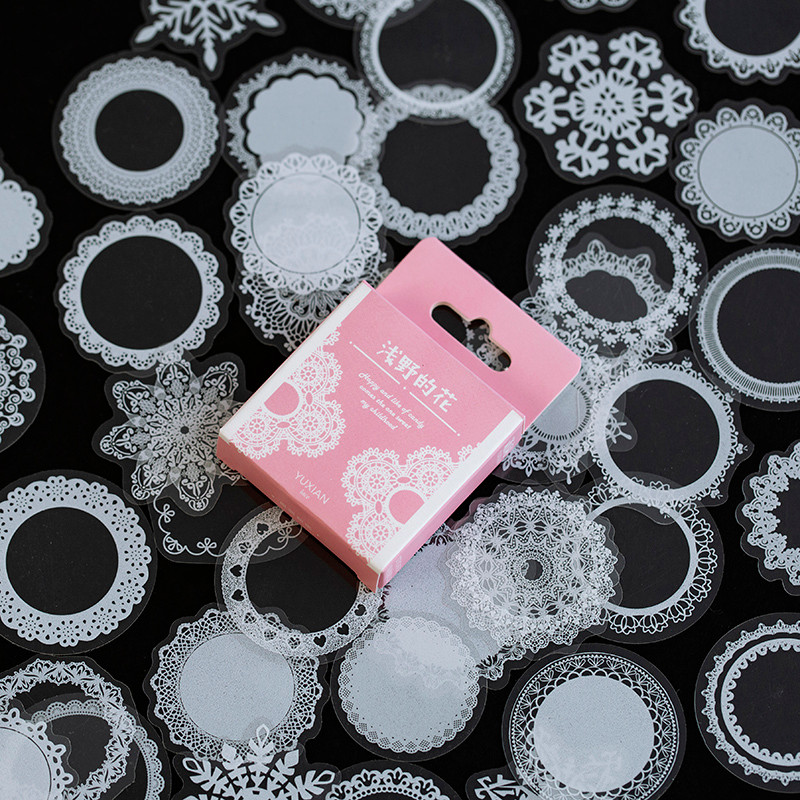 

50 Sheets Transparent lace Sealing Labels Stickers Decorative Diary Album Diy handmade Scrapbooking material