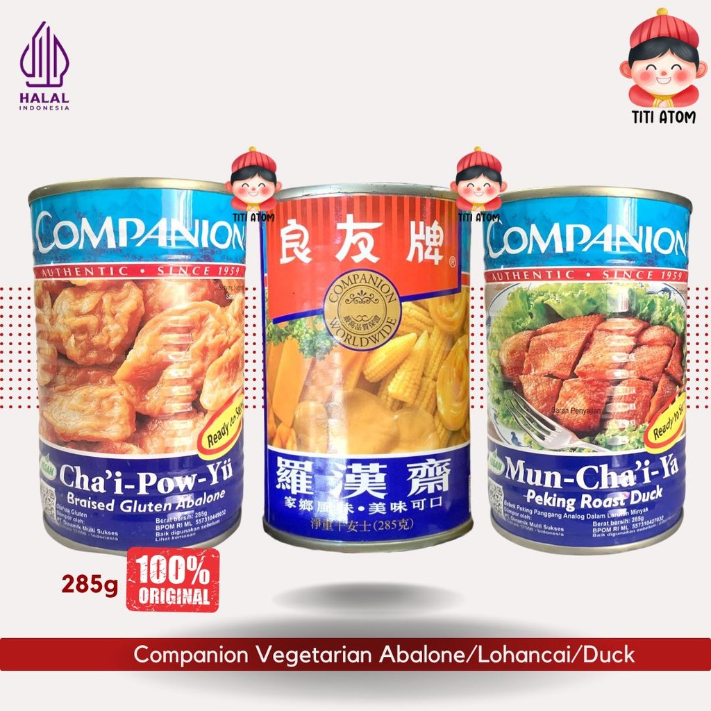 

Maknyuss1 Companion Vegetarian Mock Duck Abalone Lohancai Makanan Kaleng 285G