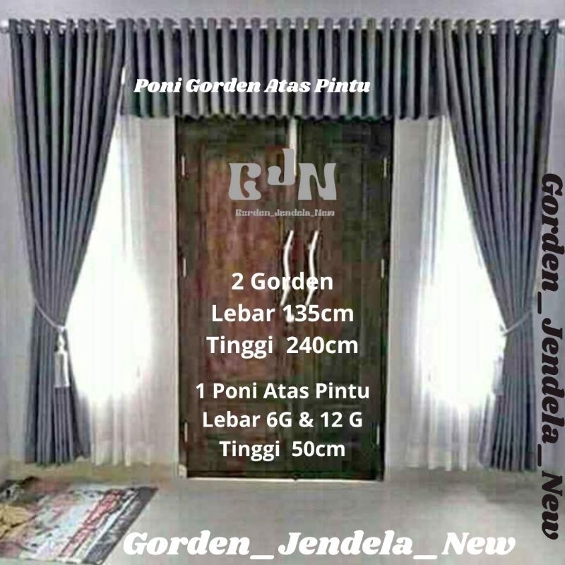 Gorden Blackout Polos 1 Set  (2 Gorden + 1 poni atas pintu) Gorden Blackout Polos Gorden Sangat Teba