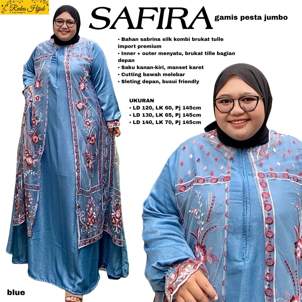 Gamis Brokat Jumbo LD130 LD120 LD140 Safira Brukat Tile & Sabrina Silk Dress Pesta Mewah Intan