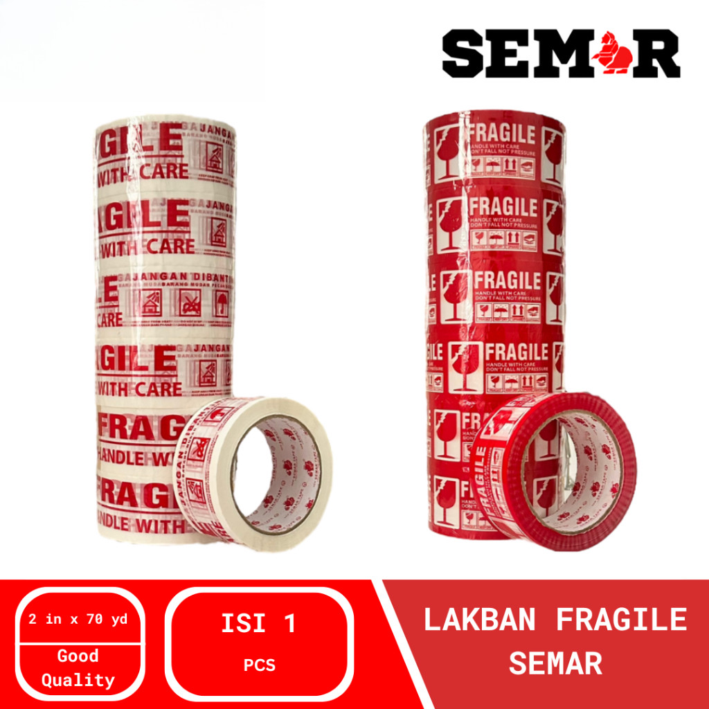 

OPP TAPE LAKBAN FRAGILE SEMAR - LAKBAN FRAGILE MERAH PUTIH 2 INCH X 70 YARD SEMAR (1 ROLL)