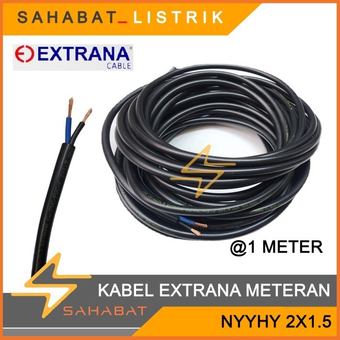 Kabel Serabut Extrana NYMHY Putih / NYYHY Hitam 2X1.5 Meteran