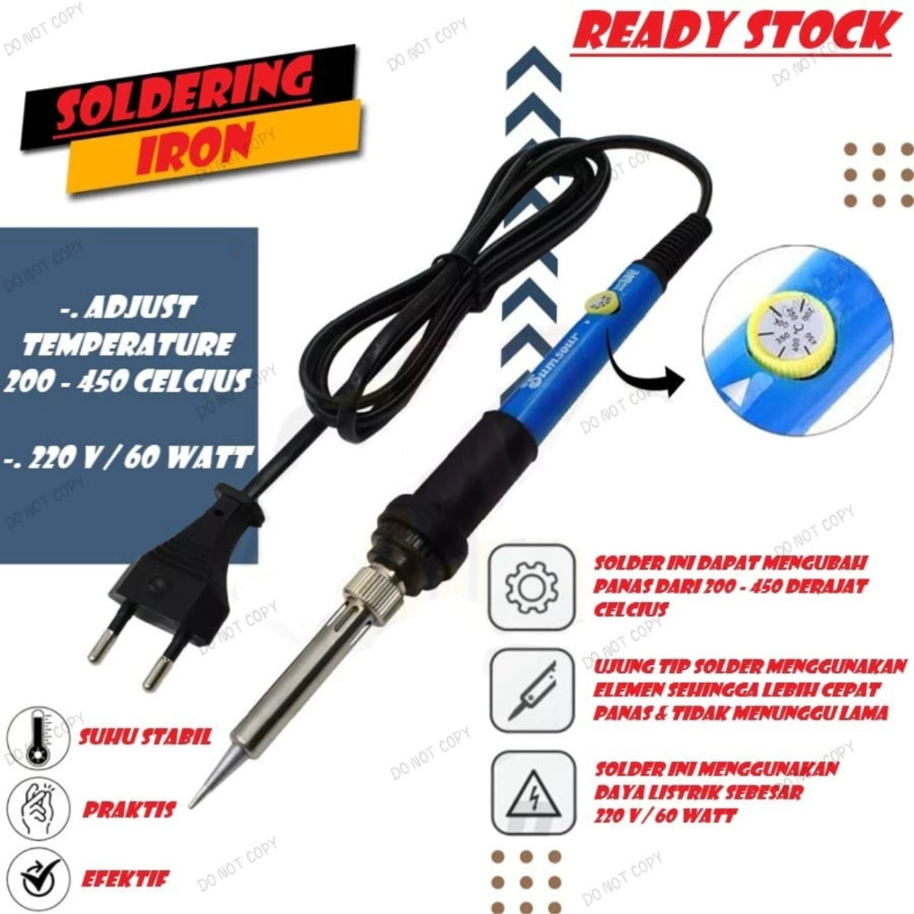 Solder 60 Watt Temperature Control ADJUSTABLE 60 Watt Bisa Atur Panas Suhu Kontrol Adjust