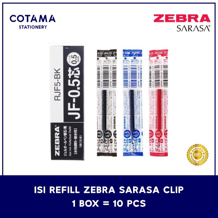 

[Promo]New Arrival Isi Refill Pulpen Zebra Sarasa Clip Gel 0.5/0.7/1.0 - 1 box isi 10 pcs - Biru, 1.0 mm