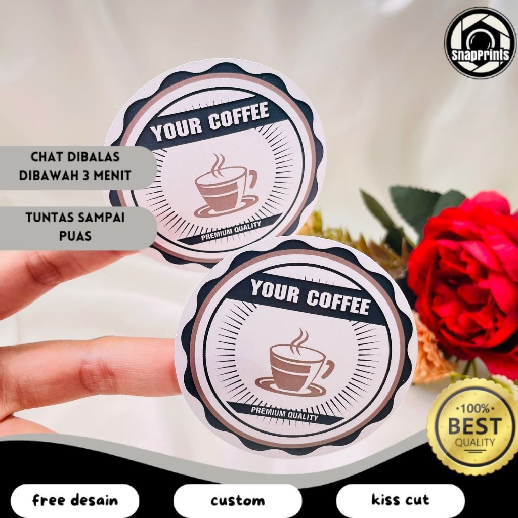 

SP 9-15 Cetak Sticker Label Minuman Coffe Stiker Coffee Free Desain Bulat Chromo Murah Kemasan Kopi