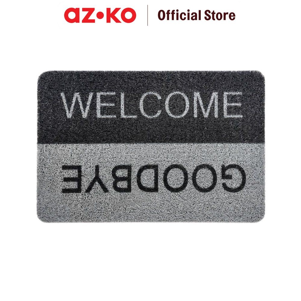 AZKO Krisbow Keset Pintu PVC Welcome And Goodbye 40x60 cm - Abu-abu Keset Lantai Floor Mat Keset Rum