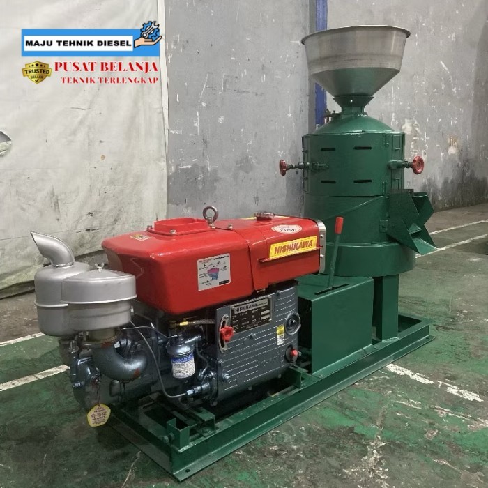 Mesin Giling Penepung Sorgum Jagung Mahkota MSM 330 F + Engine Penggerak Diesel 12 Hp