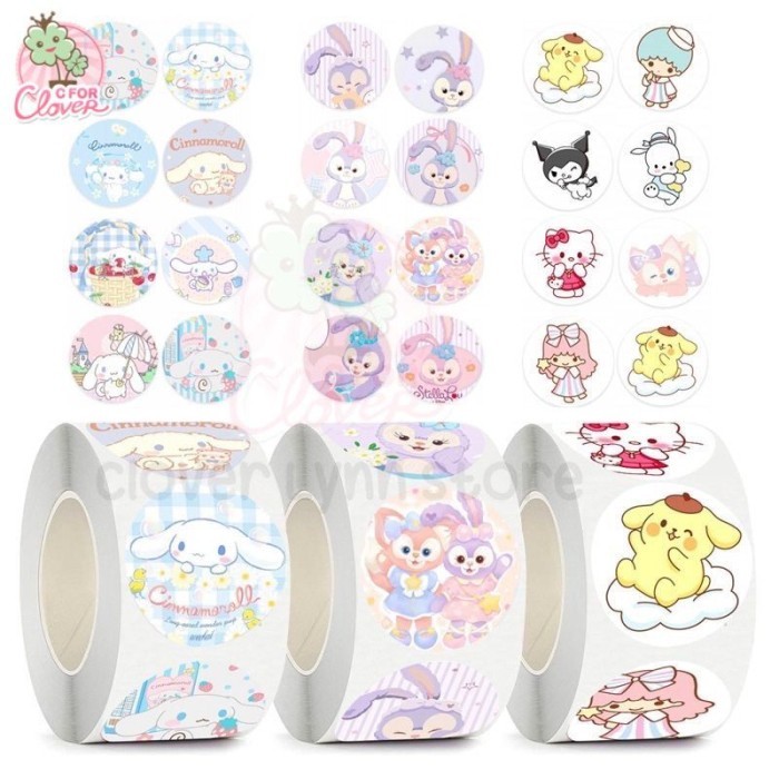 

(LH) STICKER 500 PCS/ROLL CUTE CHARACTER PICTURE bulat stiker gulung lucu lapak hokie