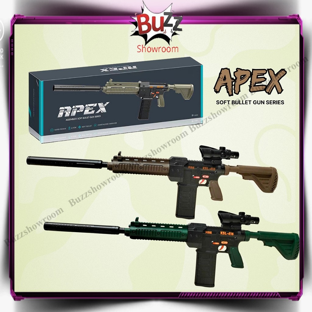 PALASTONESHOP Mainan Anak Tembakan APEX KSL-416 Pubg Soft Bullet Gun M416 HK416