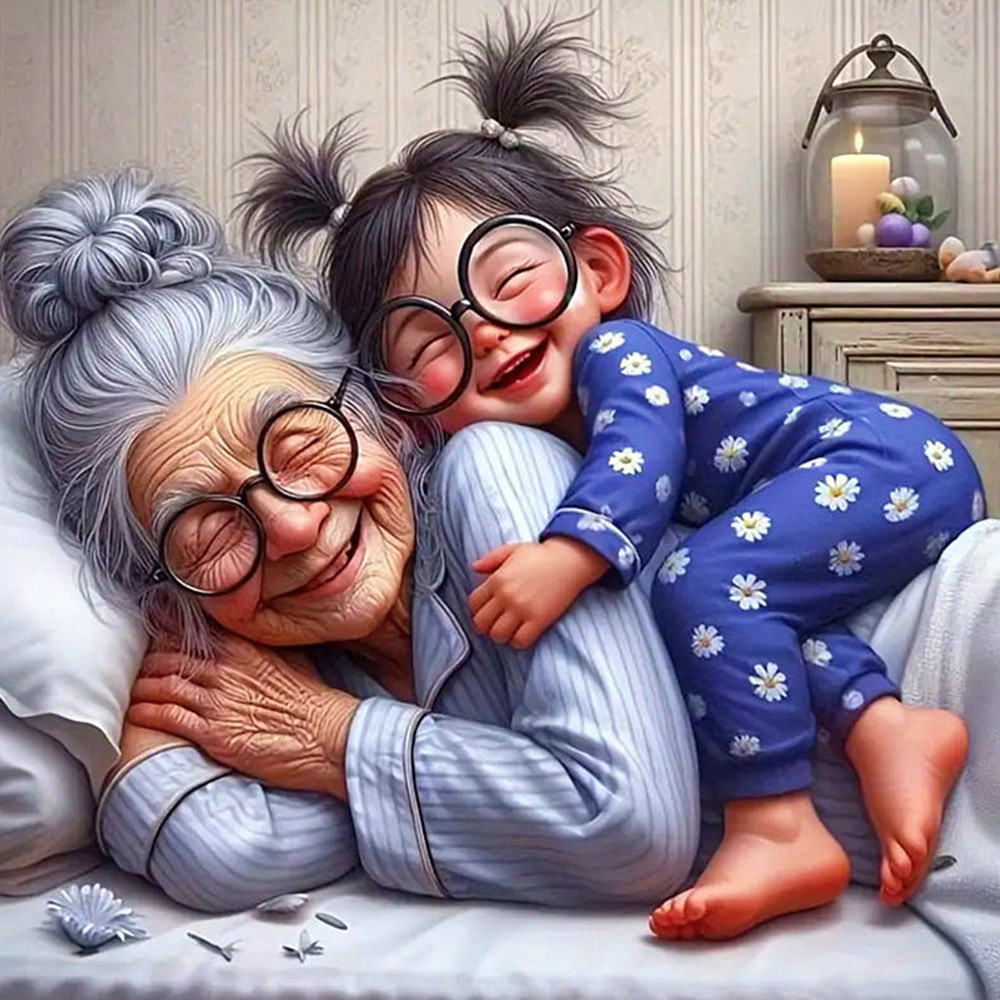 

Portrait Painting By Numbers Grandma Girl Canvas For Drawing Coloring Arts And Crafts Decoration Living Room