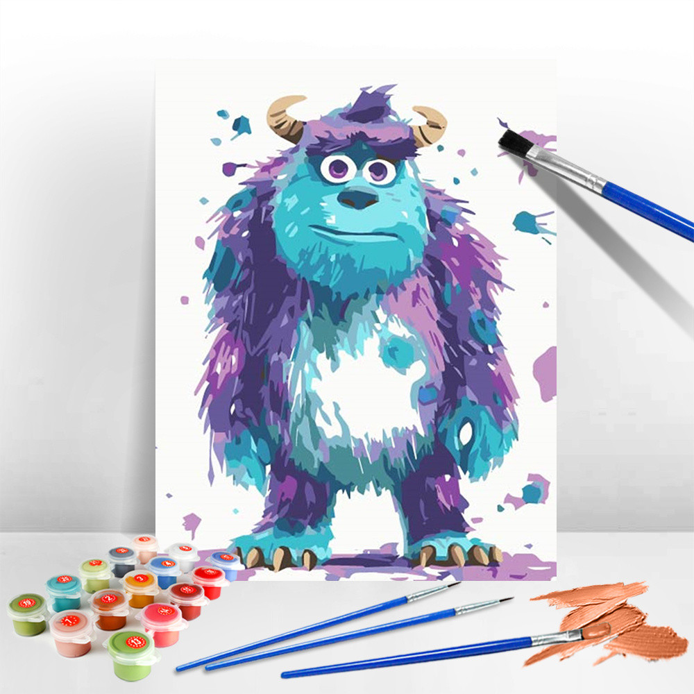 

Disney DIY Drawing By Numbers Monsters University Cartoon Oil Painting By Numbers Sullivan Acrylic Paint Ready Frame Room Decor